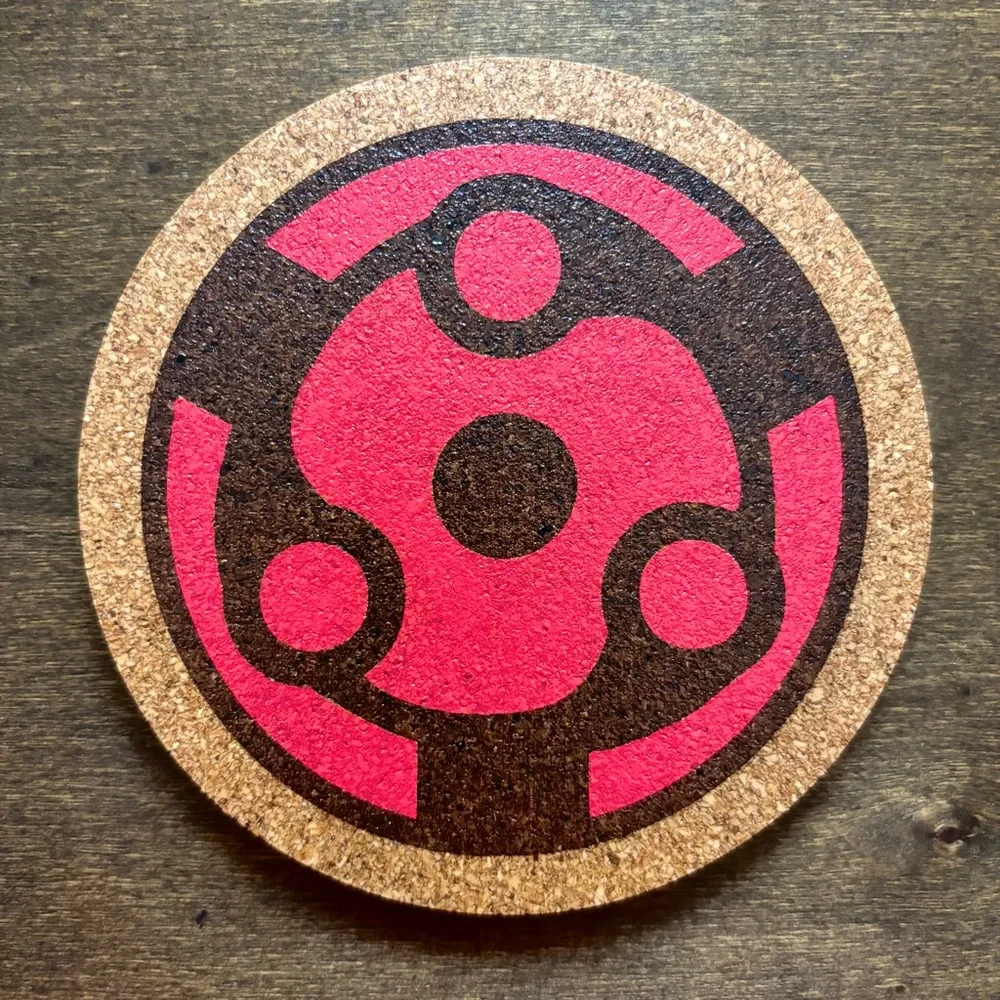Naruto Madara Eternal Mangekyou Sharingan Engraved Painted Cork Coaster